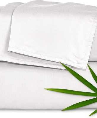 King Sheets by Pure Bamboo, Genuine 100% Organic Viscose Derived from Bamboo Bed Sheet Set, Soft & Cooling, Double Stitching, 2 Year Quality Promise (King, White)