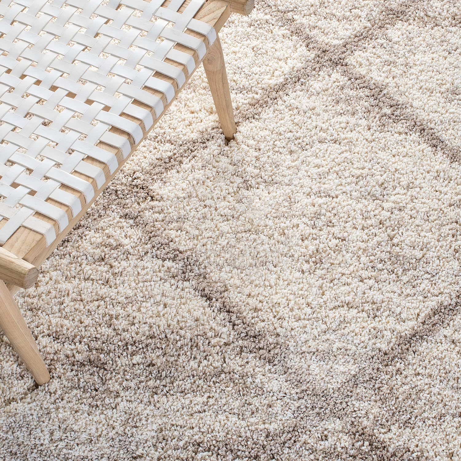 SAFAVIEH Hudson Shag Collection Area Rug - 9' x 12', Multi Ivory & Beige, Modern Trellis Design, Non-Shedding & Easy Care, 2-inch Thick Ideal for High Traffic Areas in Living Room, Bedroom (SGH281H) - Image 8